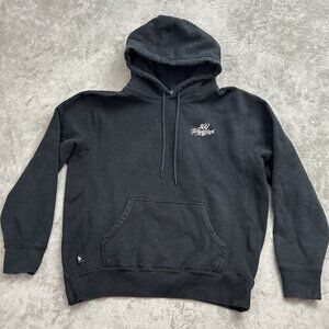 100 THIEVES Hoodie Mens Medium Faded Black Sweater Gaming Pullover Sweatshirt